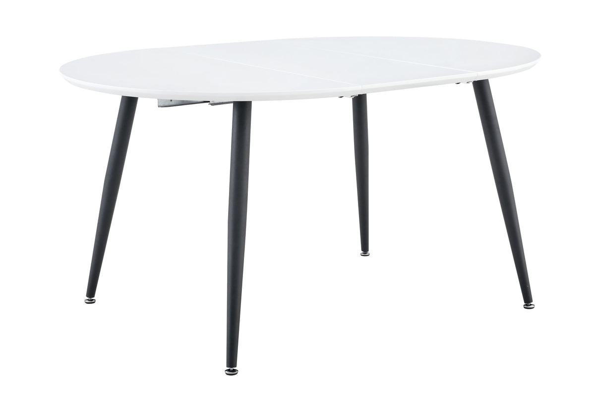 Using a clever telescopic mechanism, this white medium density fiberboard tabletop is paired with black metal legs, resulting in a smooth and delicate surface. Its unique design creates a smooth.