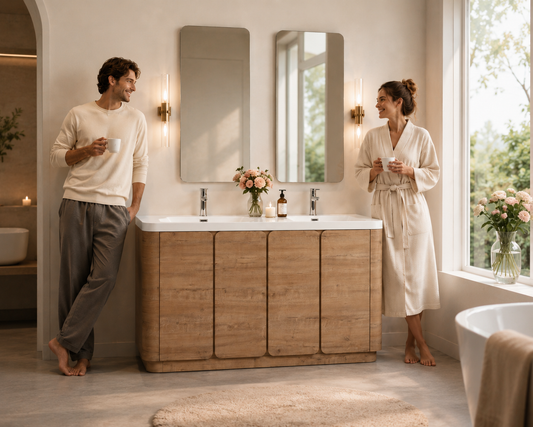 60'' Freestanding Bathroom Vanity with White Resin Sink, 4-Soft-Close Door, KD-Packing, Plywood, Imitative Oak