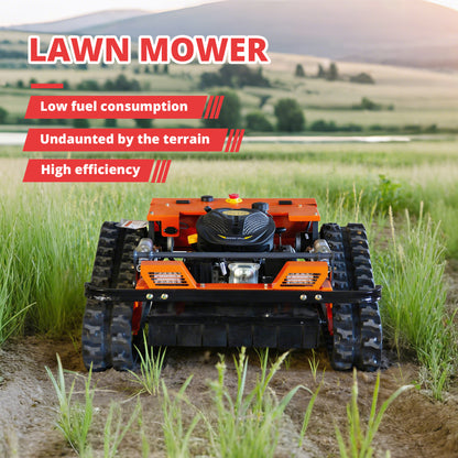 DeepKron R55 9HP 225cc Gas-Powered Remote Control Crawler Lawn Mower, 22-in Cutting Width, 45° Slope, Electric Height Adjustment, Red