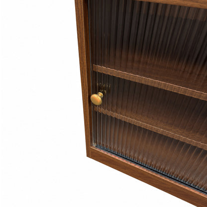 Kitchen Countertop Storage Cabinet, Glass Door Cupboard, Counter Food Organizer for Spice, Coffee Supplies
