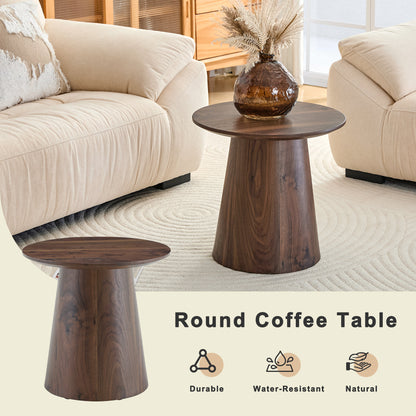 Walnut wood grain medium density fiberboard circular coffee table - diameter 19.6 inches, height 18.8 inches walnut wood grain veneer, flexible adaptation to circular tabletop.W2920P404128