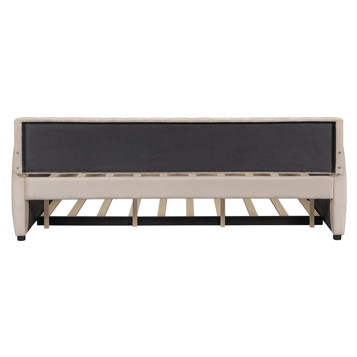 Full Size Upholstered daybed with Trundle and Wood Slat Support, Beige(Old SKU:LP000121AAA)