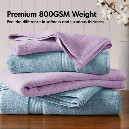 8-Piece Ultra-Soft 100% Cotton Absorbent Towel Set, Lilac