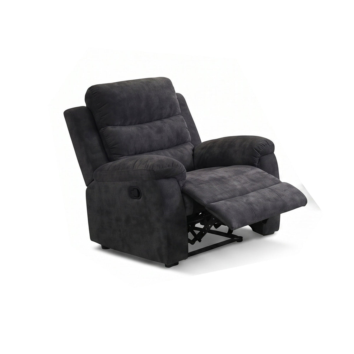 35 Inch Single Manual Recliner Chair, Dark Gray Textured Fabric Reclining Sofa Chair with 150° Deep Recline, Extended Footrest, High Density Foam, Ergonomic Lounge Chair for Living Room Bedroom