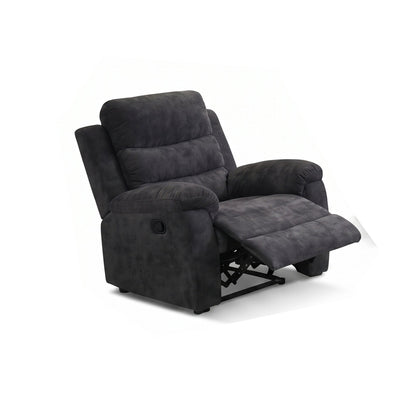 35 Inch Single Manual Recliner Chair, Dark Gray Textured Fabric Reclining Sofa Chair with 150° Deep Recline, Extended Footrest, High Density Foam, Ergonomic Lounge Chair for Living Room Bedroom