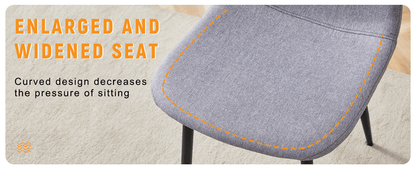 Luxury Simple Chair - Set of 4 Light Gray Linen-Cotton Material High Resilience Dining Chair with Metal Black Leg.Integral metal leg architecture,Suitable for various interior decoration styles.