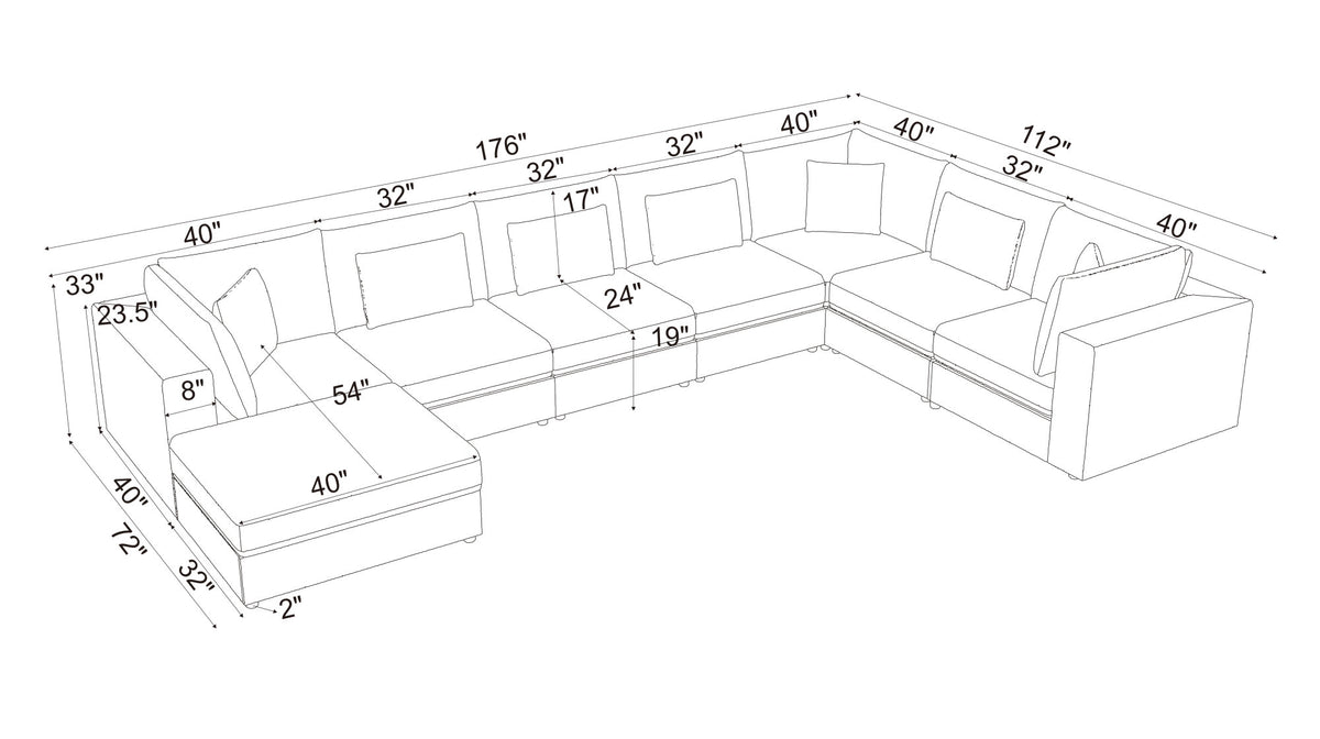 Corduroy Upholstered Modular Sectional