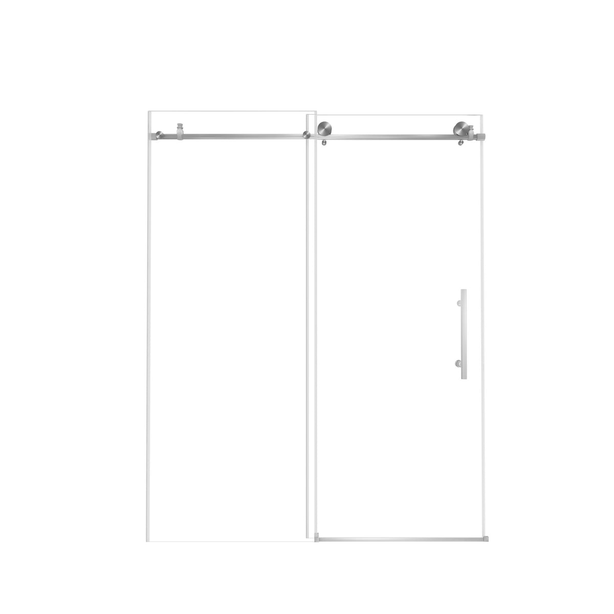 Frameless shower door 56-60 "W x 76" H, 1/4 "(6 mm) Clear Tempered Glass, Explosion Proof Film, Stainless Steel Handle,Brushed Nickel