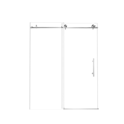 Frameless shower door 56-60 "W x 76" H, 1/4 "(6 mm) Clear Tempered Glass, Explosion Proof Film, Stainless Steel Handle,Brushed Nickel