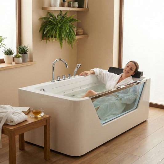 Xavier 66.93 '* 31.5" single white acrylic massage bathtub, equipped with GFCI plug and UL certified water pump, UPC certified drain