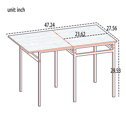 Extendable Dining Table Set with 4 Chairs, Industrial Rectangular Expandable Kitchen Table, Wood Grain Metal Frame Space Saving Dinner Furniture for Small Family Apartment