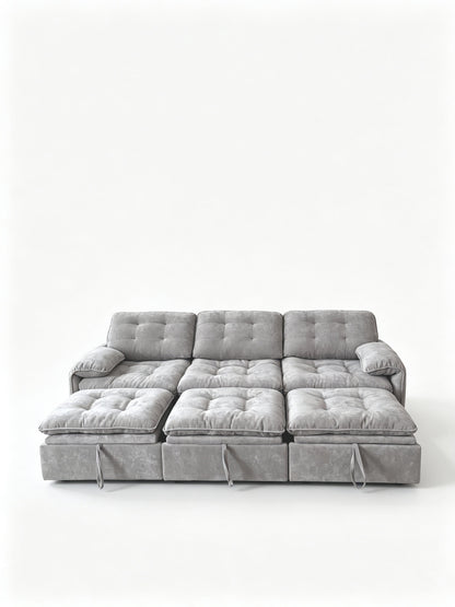 3‑in‑1 Convertible Chenille Sofa Bed, 5‑Level Adjustable Backrest Sleeper Sofa,Chenille Cloud Sofa,Pull-Out Sofa Bed