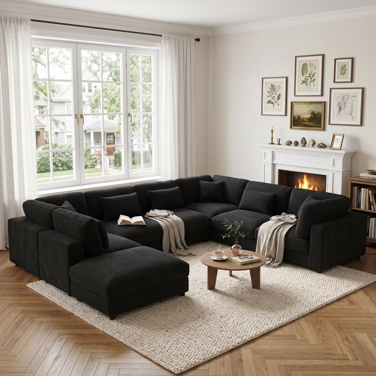 Corduroy Upholstered Modular Sectional