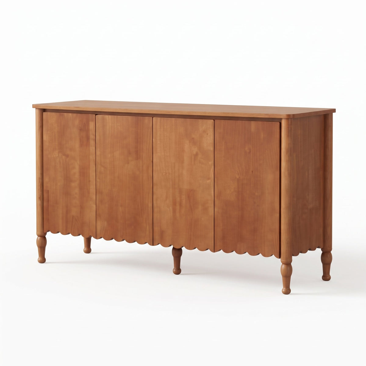 59' Rustic Sideboard Buffet Cabinet Credenza with 4 Doors & 2 Shelves,Farmhouse Wood Accent Storage Cabinets Console Table with  & Solid Wood Legs, Brown