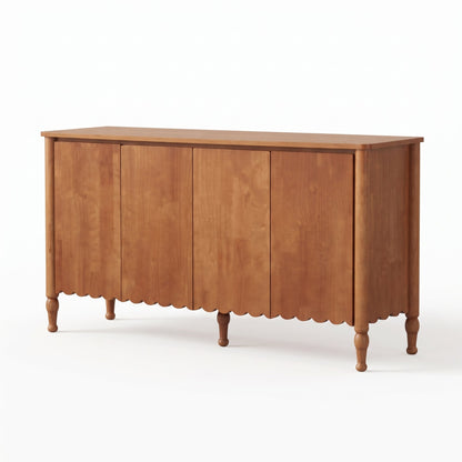 59' Rustic Sideboard Buffet Cabinet Credenza with 4 Doors & 2 Shelves,Farmhouse Wood Accent Storage Cabinets Console Table with  & Solid Wood Legs, Brown