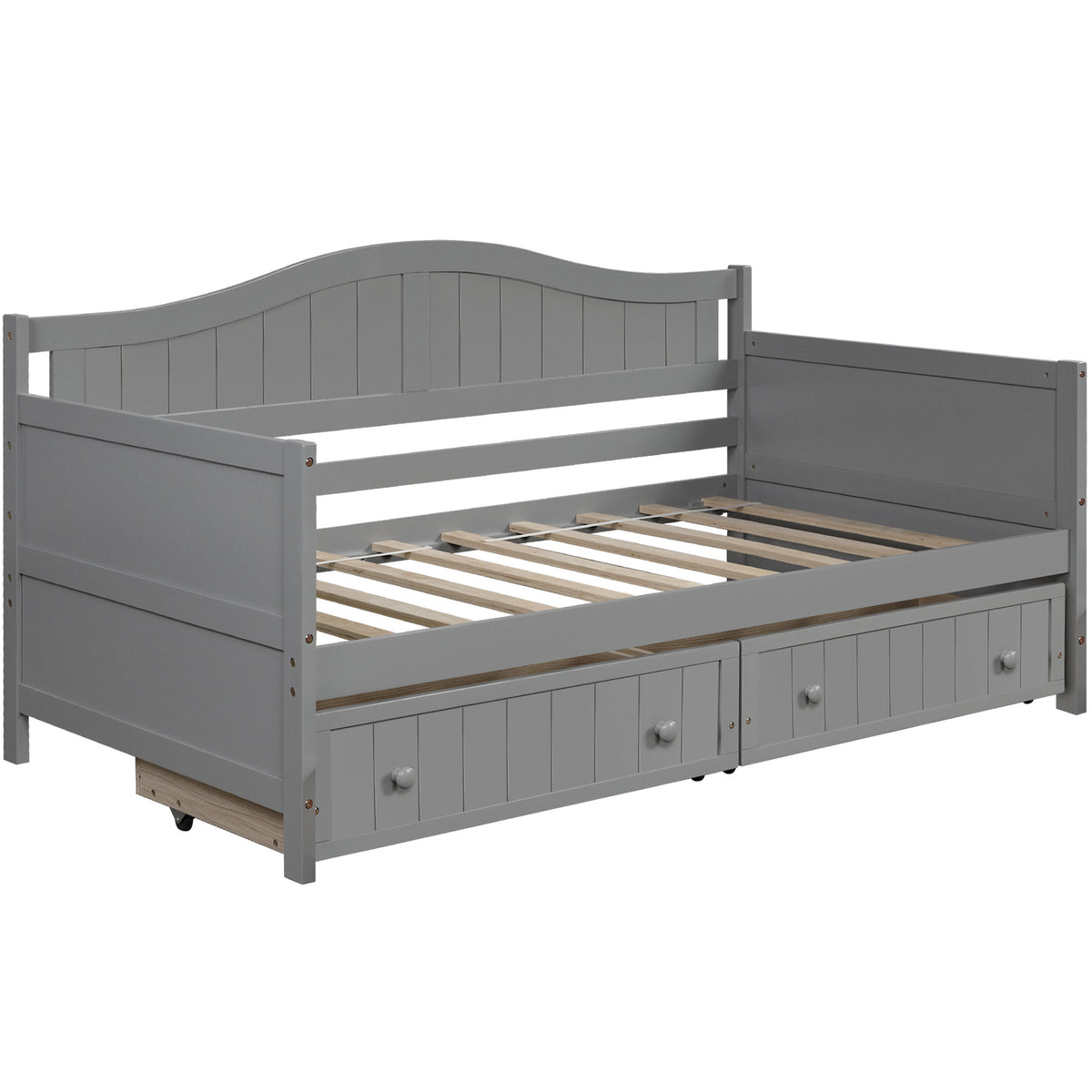 Twin Wooden Daybed with 2 drawers, Sofa Bed for Bedroom Living Room,No Box Spring Needed,Gray(OLD SKU:WF192860AAE)