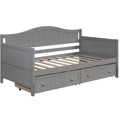 Twin Wooden Daybed with 2 drawers, Sofa Bed for Bedroom Living Room,No Box Spring Needed,Gray(OLD SKU:WF192860AAE)