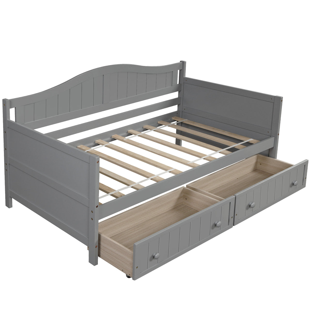 Twin Wooden Daybed with 2 drawers, Sofa Bed for Bedroom Living Room,No Box Spring Needed,Gray(OLD SKU:WF192860AAE)