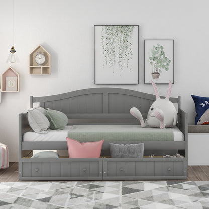 Twin Wooden Daybed with 2 drawers, Sofa Bed for Bedroom Living Room,No Box Spring Needed,Gray(OLD SKU:WF192860AAE)