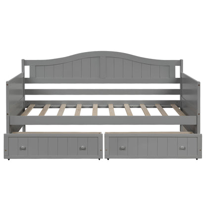 Twin Wooden Daybed with 2 drawers, Sofa Bed for Bedroom Living Room,No Box Spring Needed,Gray(OLD SKU:WF192860AAE)