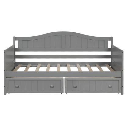 Twin Wooden Daybed with 2 drawers, Sofa Bed for Bedroom Living Room,No Box Spring Needed,Gray(OLD SKU:WF192860AAE)