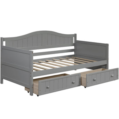 Twin Wooden Daybed with 2 drawers, Sofa Bed for Bedroom Living Room,No Box Spring Needed,Gray(OLD SKU:WF192860AAE)