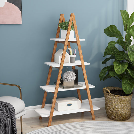 Solid bamboo wood oxford 'A' frame ladder display bookshelf