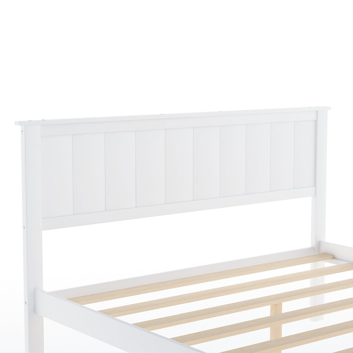 White Full Size Platform Bed with Under-bed Drawers, Solid Pine Wood and MDF, 78.3''L x 58.5''W x 36.2''H