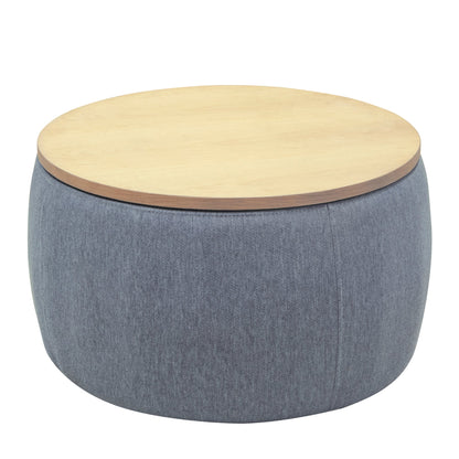 Round Storage Ottoman, 2 in 1 Function, Work as End table and Ottoman, Dark Grey (25.5'x25.5'x14.5')