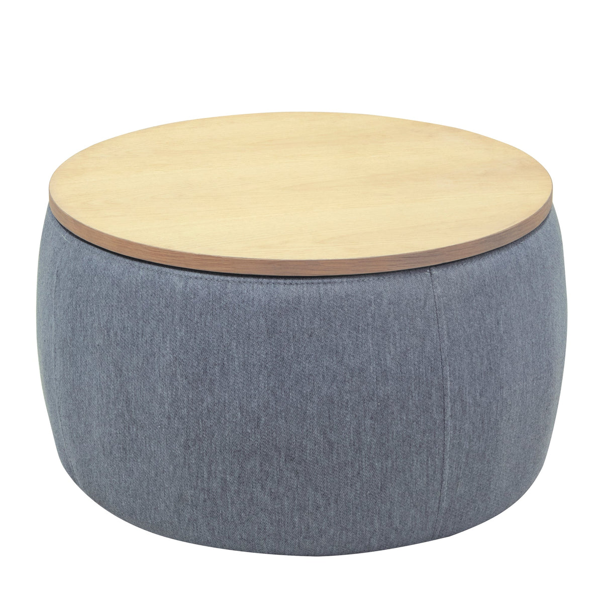 Round Storage Ottoman, 2 in 1 Function, Work as End table and Ottoman, Dark Grey (25.5'x25.5'x14.5')