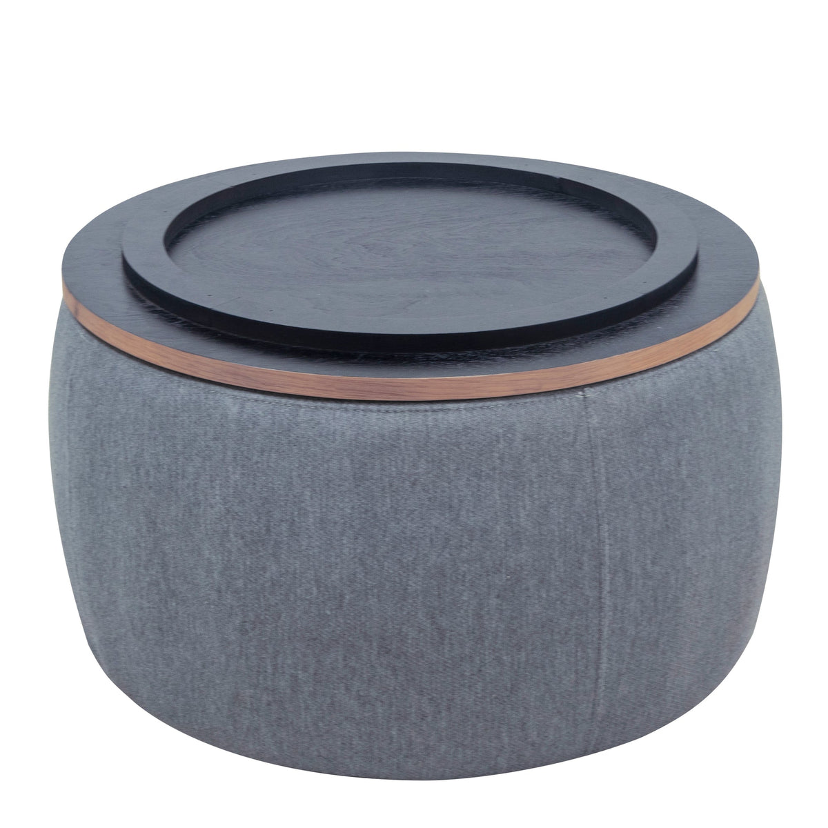 Round Storage Ottoman, 2 in 1 Function, Work as End table and Ottoman, Dark Grey (25.5'x25.5'x14.5')