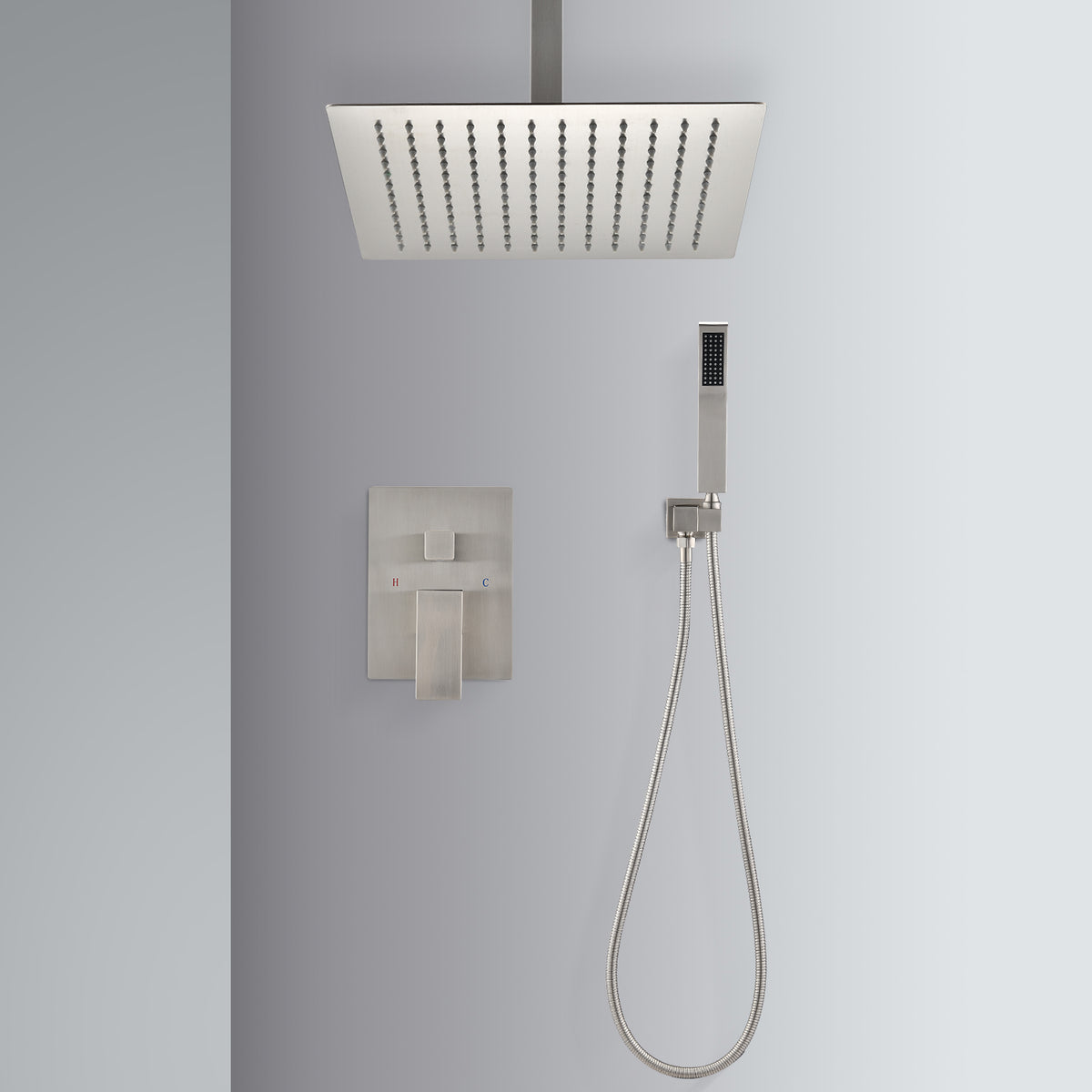 Ceiling Mounted Shower System Combo Set with Handheld and 10'Shower head