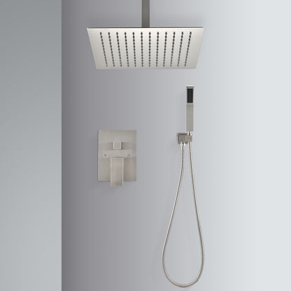 Ceiling Mounted Shower System Combo Set with Handheld and 10'Shower head