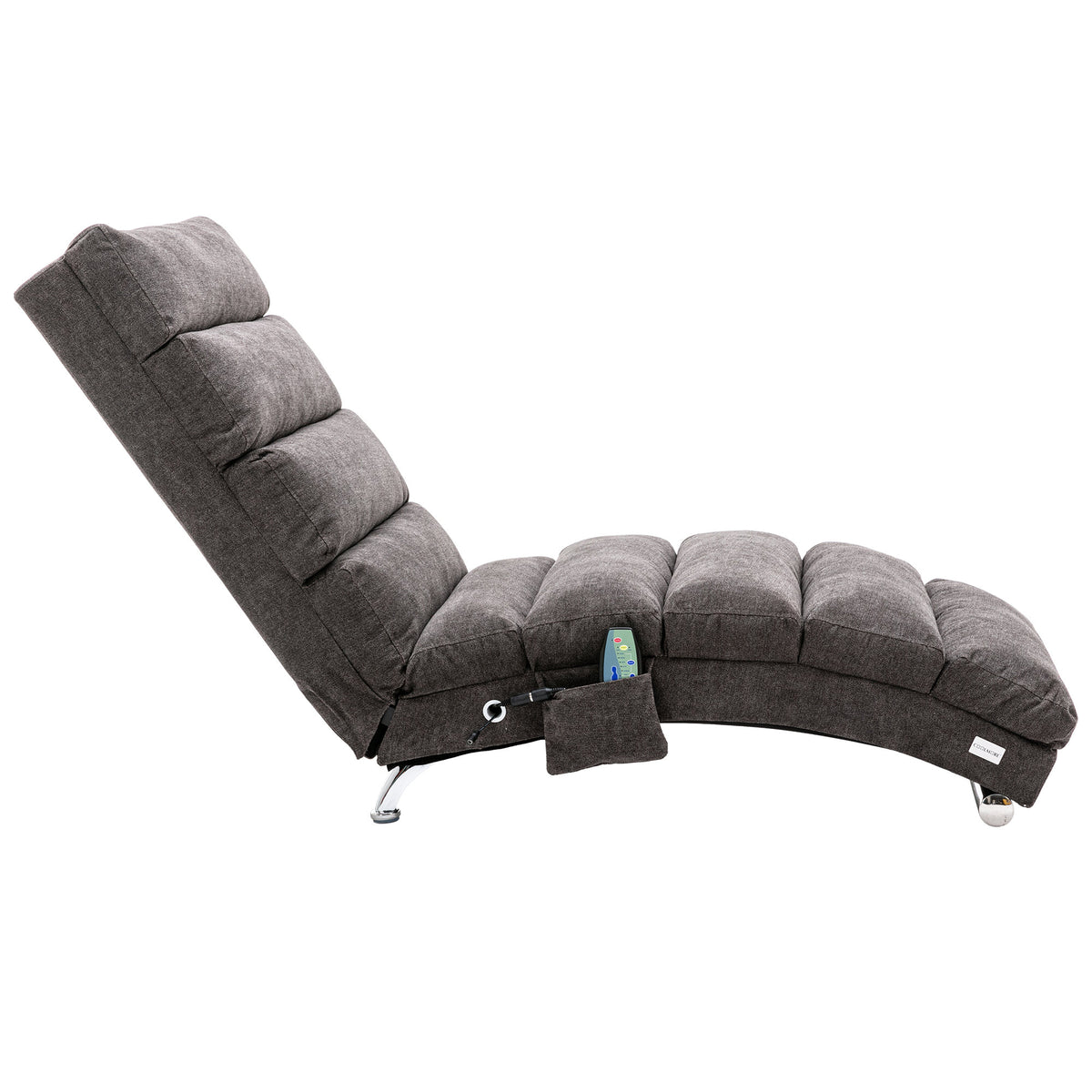 Ergonomic Linen Massage Chaise Lounge with Remote Control, Dark Gray, Electric Massage Lounger with 5 Modes