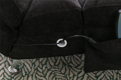 COOLMORE Luxury Upholstered Chaise Lounge Chair with Vibration for Relaxation, Modern Fixed Back Fabric Leisure Recliner Sofa