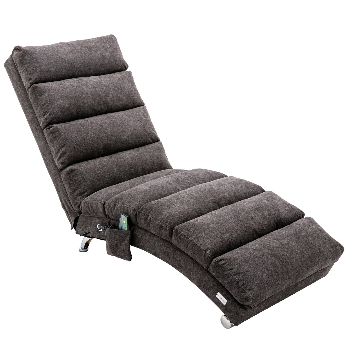 Ergonomic Linen Massage Chaise Lounge with Remote Control, Dark Gray, Electric Massage Lounger with 5 Modes