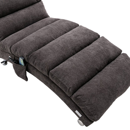 Ergonomic Linen Massage Chaise Lounge with Remote Control, Dark Gray, Electric Massage Lounger with 5 Modes
