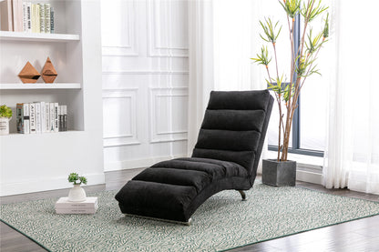 COOLMORE Luxury Upholstered Chaise Lounge Chair with Vibration for Relaxation, Modern Fixed Back Fabric Leisure Recliner Sofa
