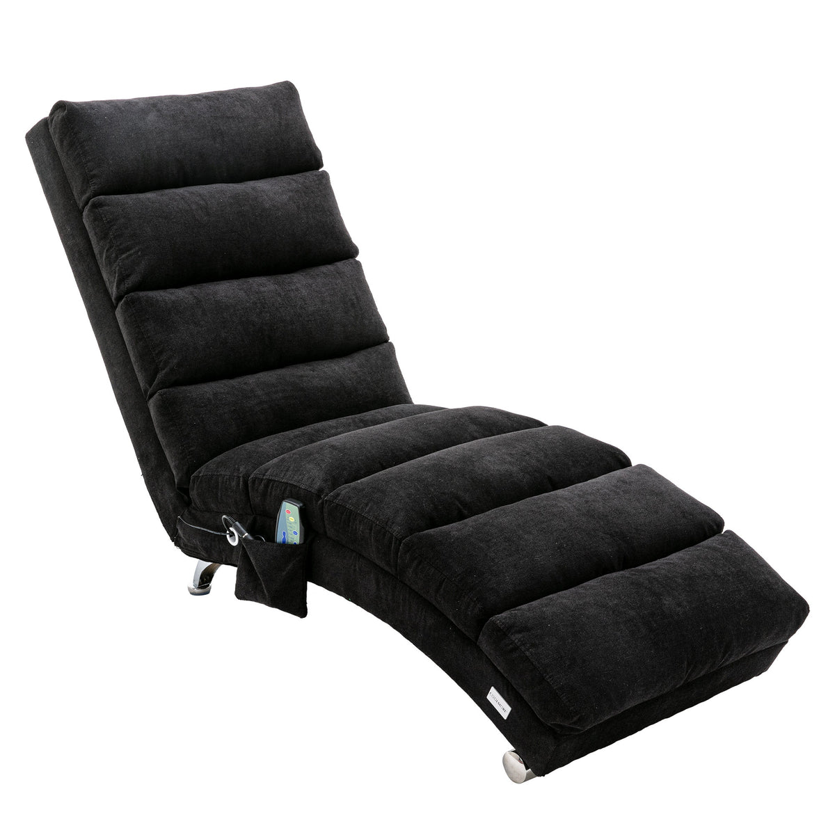 COOLMORE Luxury Upholstered Chaise Lounge Chair with Vibration for Relaxation, Modern Fixed Back Fabric Leisure Recliner Sofa