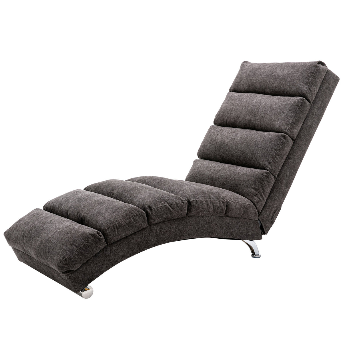 Ergonomic Linen Massage Chaise Lounge with Remote Control, Dark Gray, Electric Massage Lounger with 5 Modes