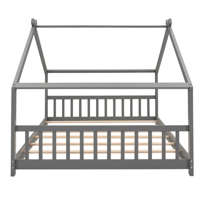 Full Size House Bed Wood Bed, Gray(OLD SKU:WF282522AAE)