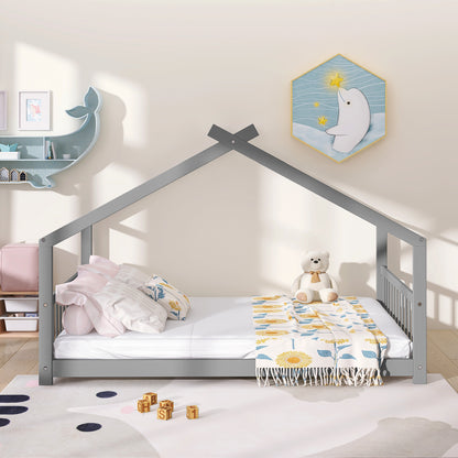 Full Size House Bed Wood Bed, Gray(OLD SKU:WF282522AAE)