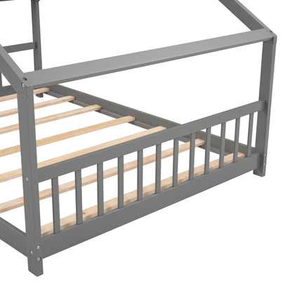 Full Size House Bed Wood Bed, Gray(OLD SKU:WF282522AAE)