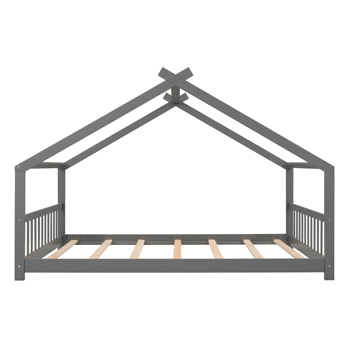 Full Size House Bed Wood Bed, Gray(OLD SKU:WF282522AAE)