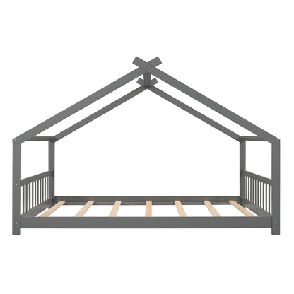 Full Size House Bed Wood Bed, Gray(OLD SKU:WF282522AAE)