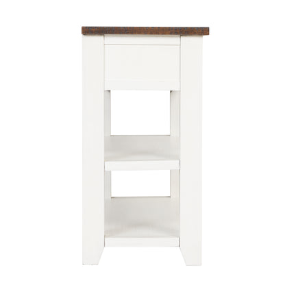 48'' Solid Pine Wood Top Console Table, Modern Entryway Sofa Side Table with 3 Storage Drawers and 2 Shelves. Easy to Assemble (Antique