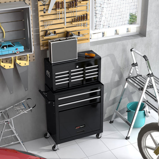 High Capacity Rolling Tool Chest with Wheels and Drawers, 8-Drawer Tool Storage Cabinet - Black