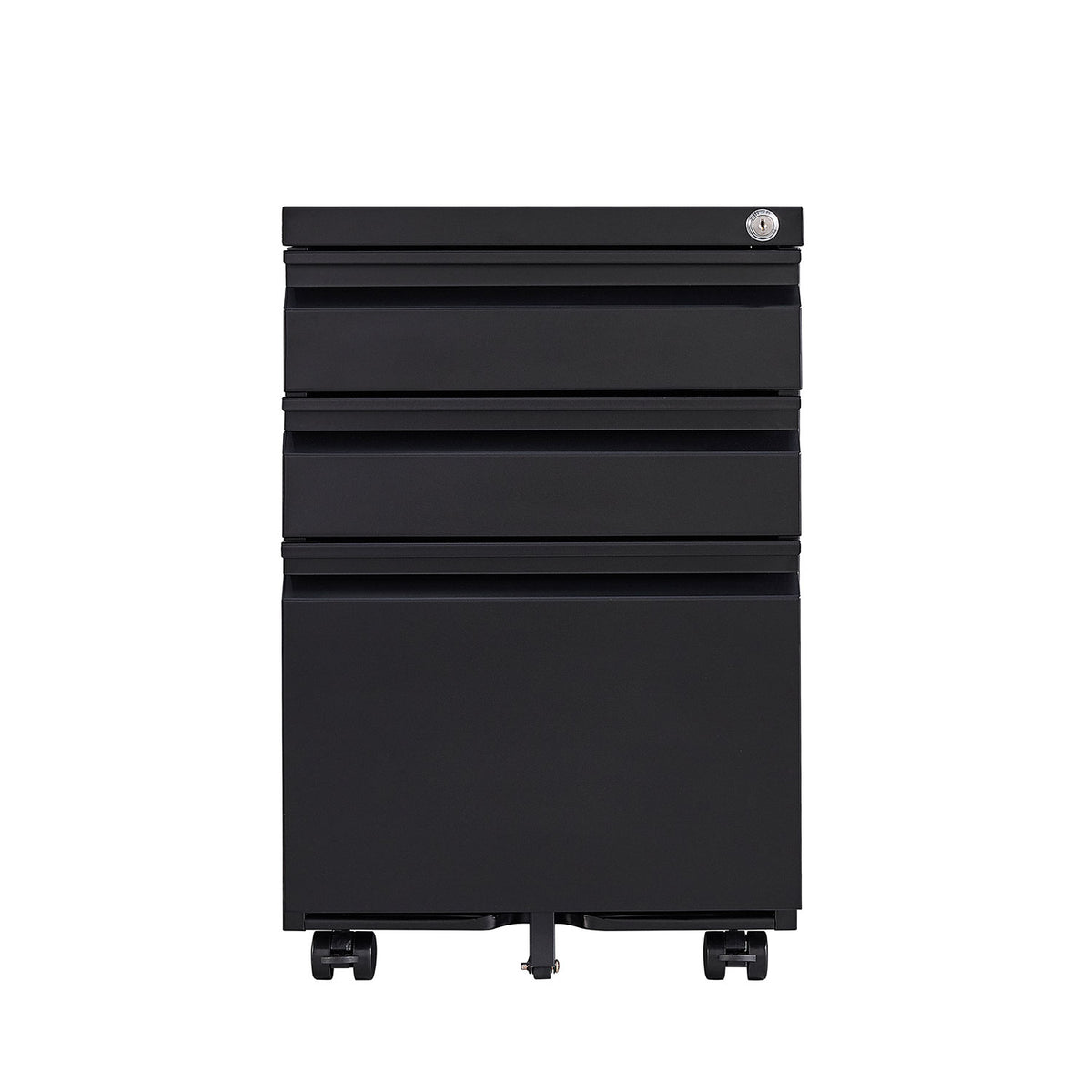 [Installation required] 3-drawer mobile filing cabinet with lock, office storage filing cabinet of legal/letter size, metal filing cabinet to be Installation required (black)
