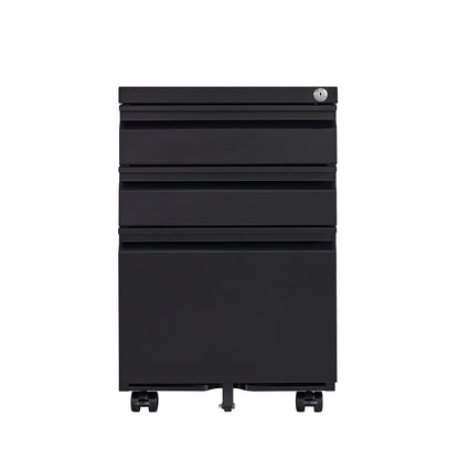 [Installation required] 3-drawer mobile filing cabinet with lock, office storage filing cabinet of legal/letter size, metal filing cabinet to be Installation required (black)