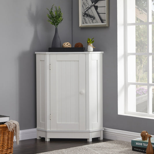 White Bathroom Cabinet Triangle Corner Storage Cabinet with Adjustable Shelf Modern Style MDF Board (Old SKU:WF291477AAK/N725P172615K)